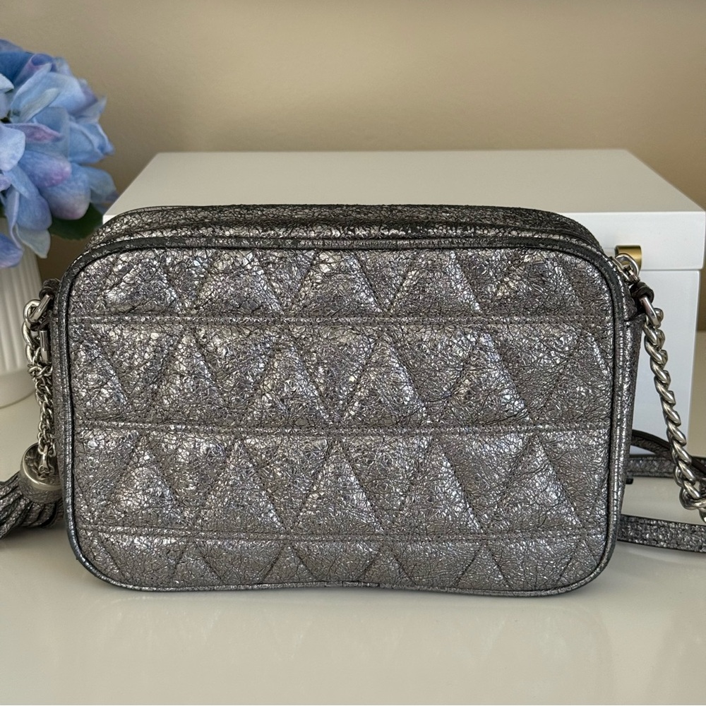 Michael Kors Ginny Metallic Silver Quilted Crossbody Bag - Picture 7 of 12